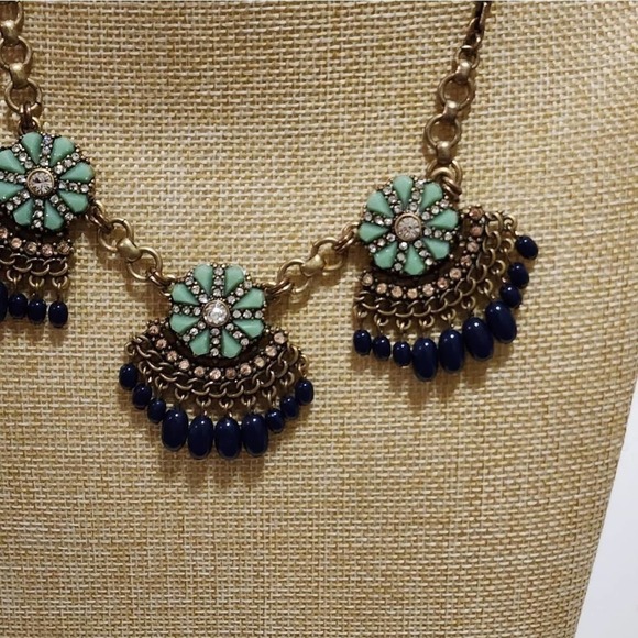 J. CREW‎ turquoise fan necklace - Picture 3 of 4